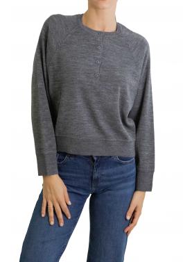 Maglione con bottoni girocollo tinta unita 